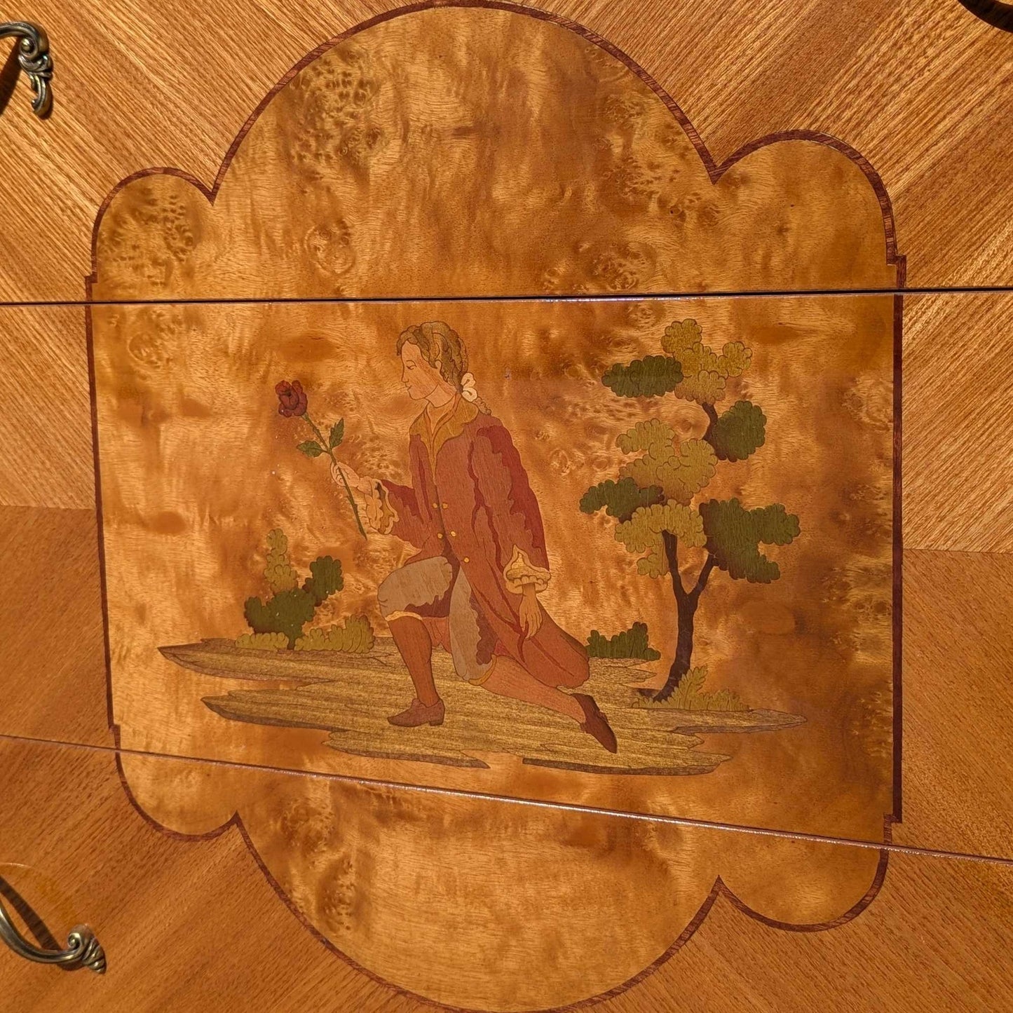 Postmodern Lacquer Dresser with Faux Marble Top