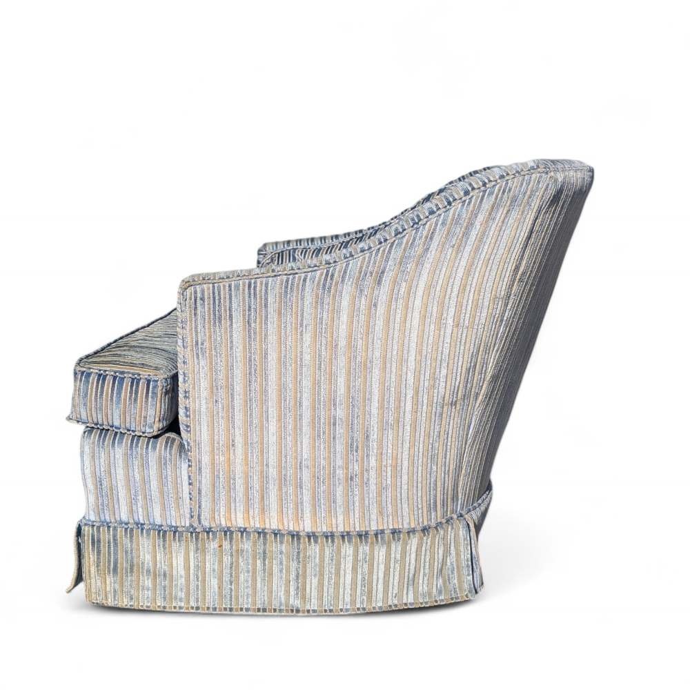 Vintage Blue Velvet Striped Chair