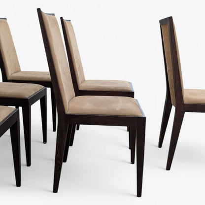 Six Dining Chairs –  Contemporary, Faux Suede, Mid Century Style