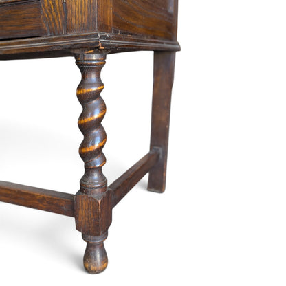 Antique Jacobean Revival Buffet with Mirrored Gallery and Barley-Twist Legs