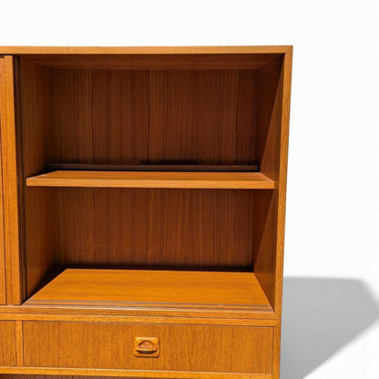 Vintage Teak Bookcase with Drop Front Desk