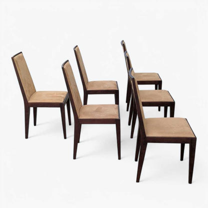 Six Dining Chairs –  Contemporary, Faux Suede, Mid Century Style