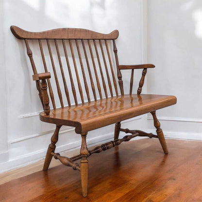 Vintage Wooden Bench – Spindle Back Bench, Classic Farmhouse Style
