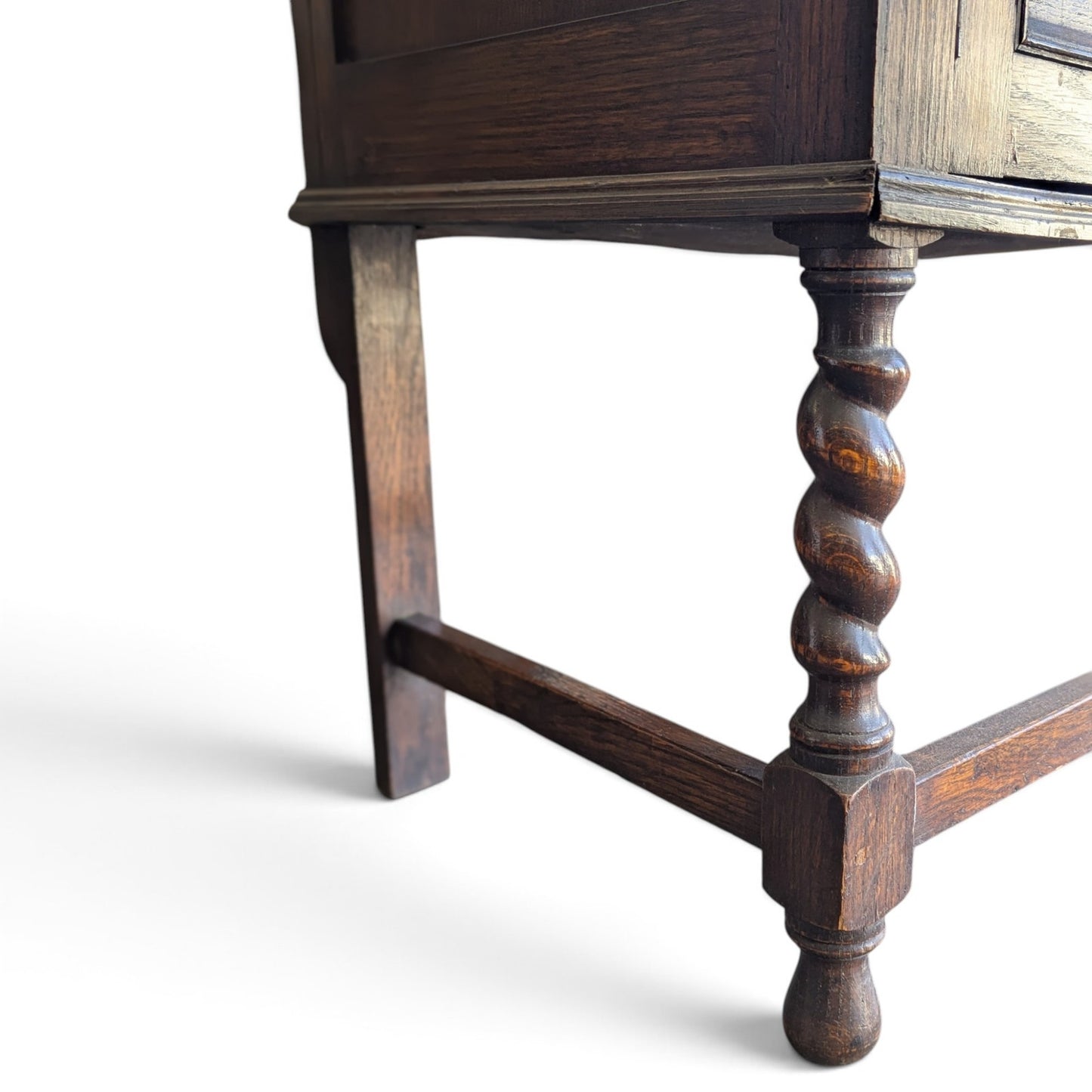 Antique Jacobean Revival Buffet with Mirrored Gallery and Barley-Twist Legs