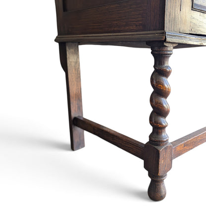 Antique Jacobean Revival Buffet with Mirrored Gallery and Barley-Twist Legs