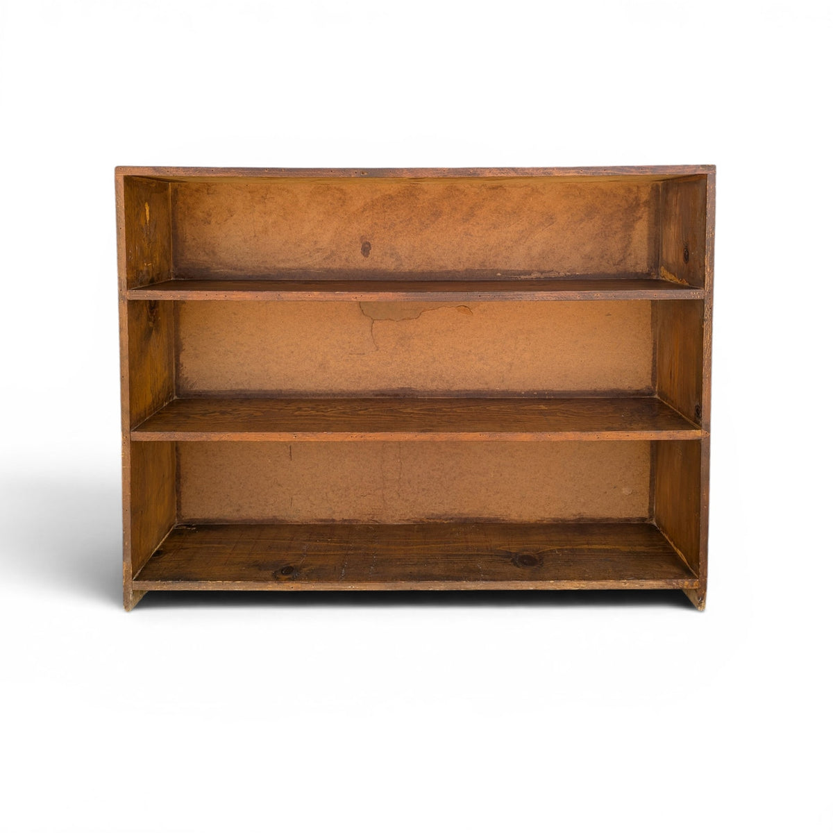 Vintage Primitive Rustic Low Wood Bookcase No. 57B