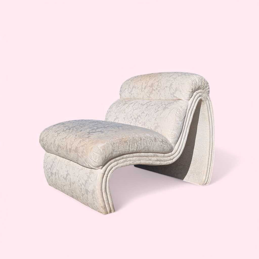 Postmodern Lounge Chair – Sculptural Curved Accent Chair, Textured Upholstery, Unique Statement Piece