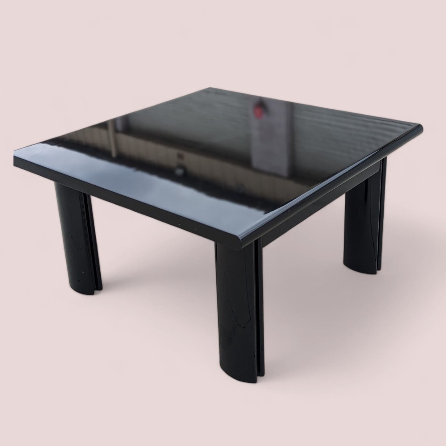 Italian Postmodern Coffee Table, Black Lacquer, Wood, 80s, Living Room