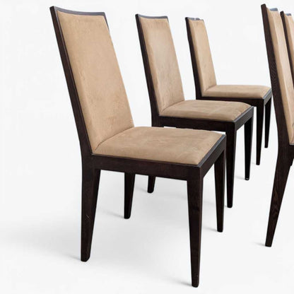 Six Dining Chairs –  Contemporary, Faux Suede, Mid Century Style