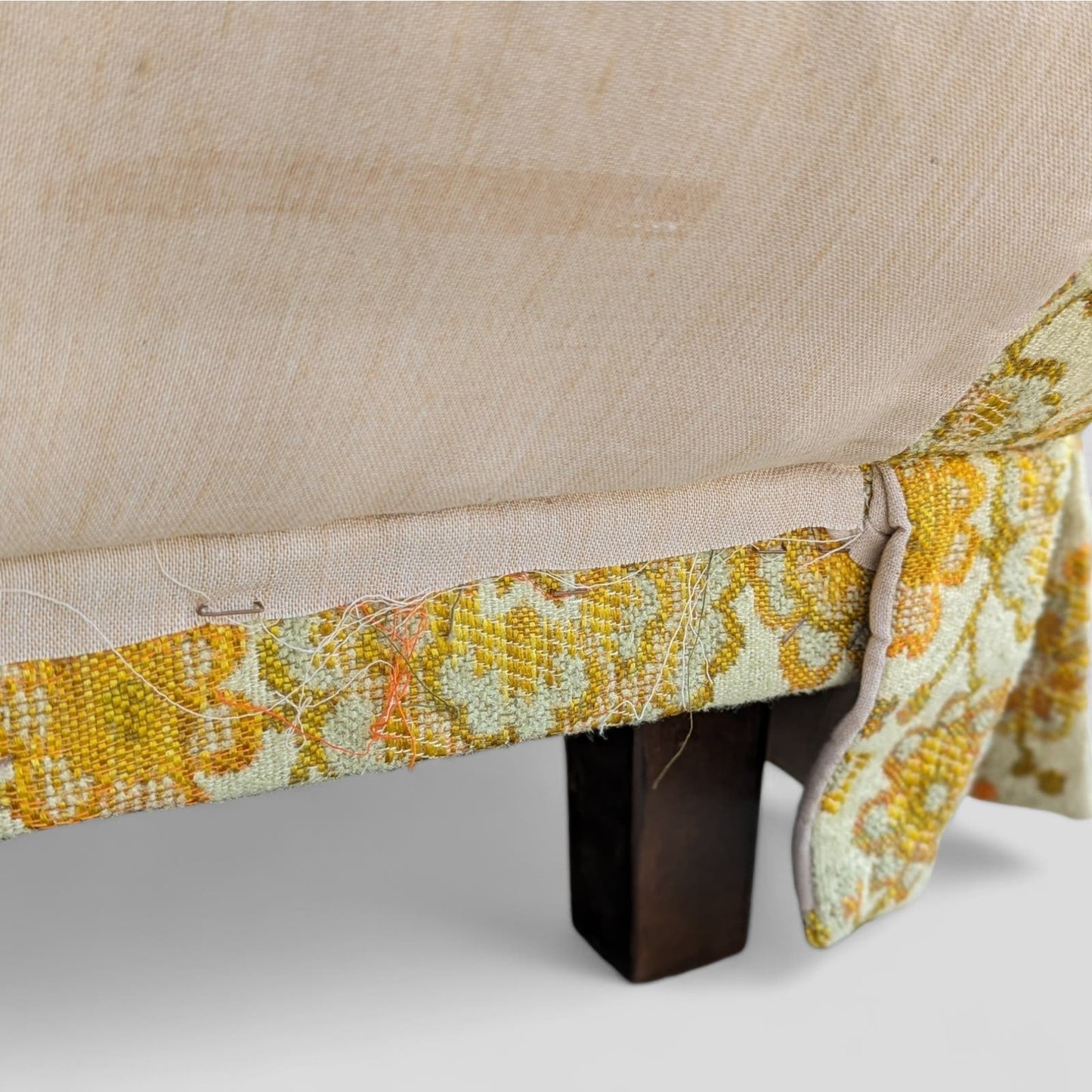 Vintage Hollywood Regency Floral Brocade Tufted Sofa, Yellow, Maximalist, MCM, Retro, Fun, Living Room