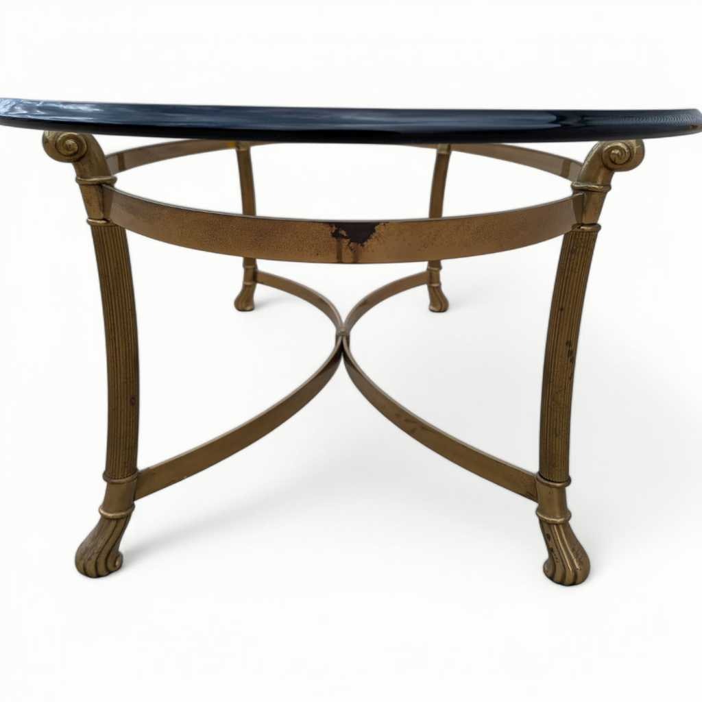 Glass Top Brass Coffee Table by Labarge