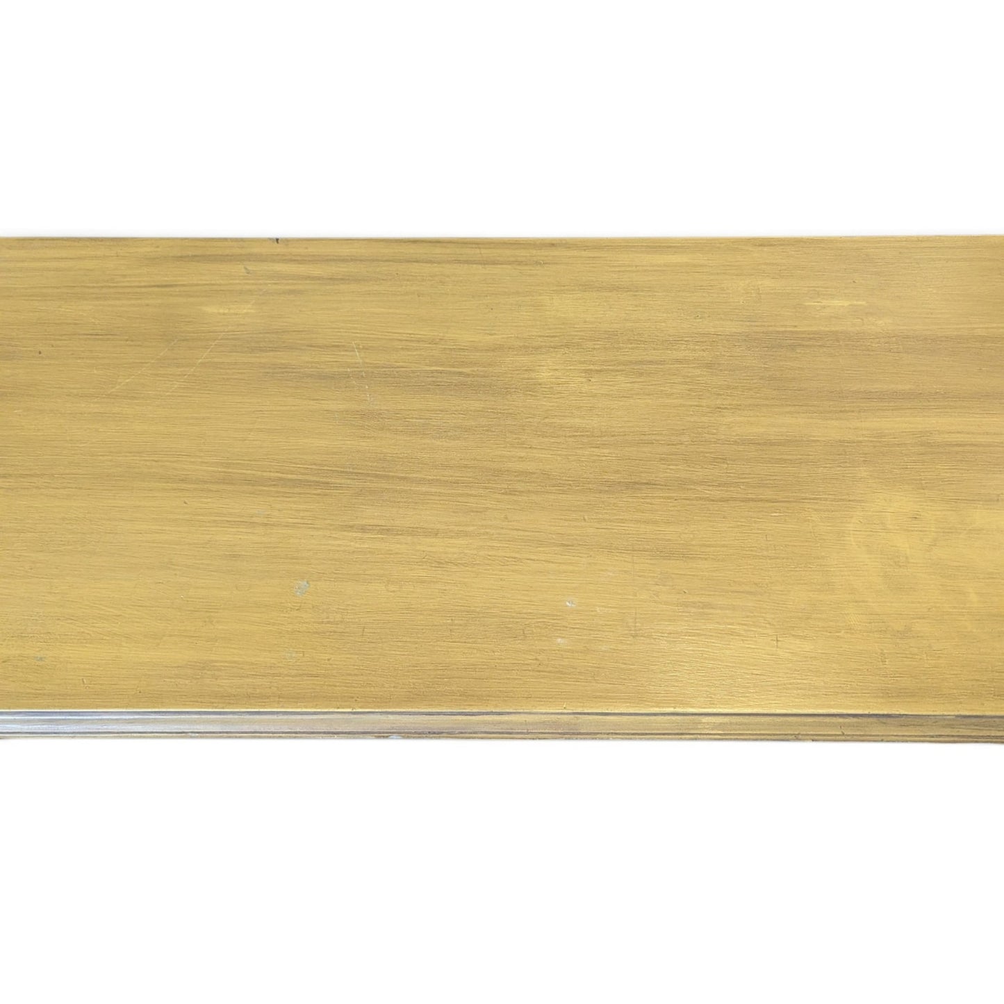 Vintage Butter Yellow Painted Trestle Sofa Table with Scalloped Top