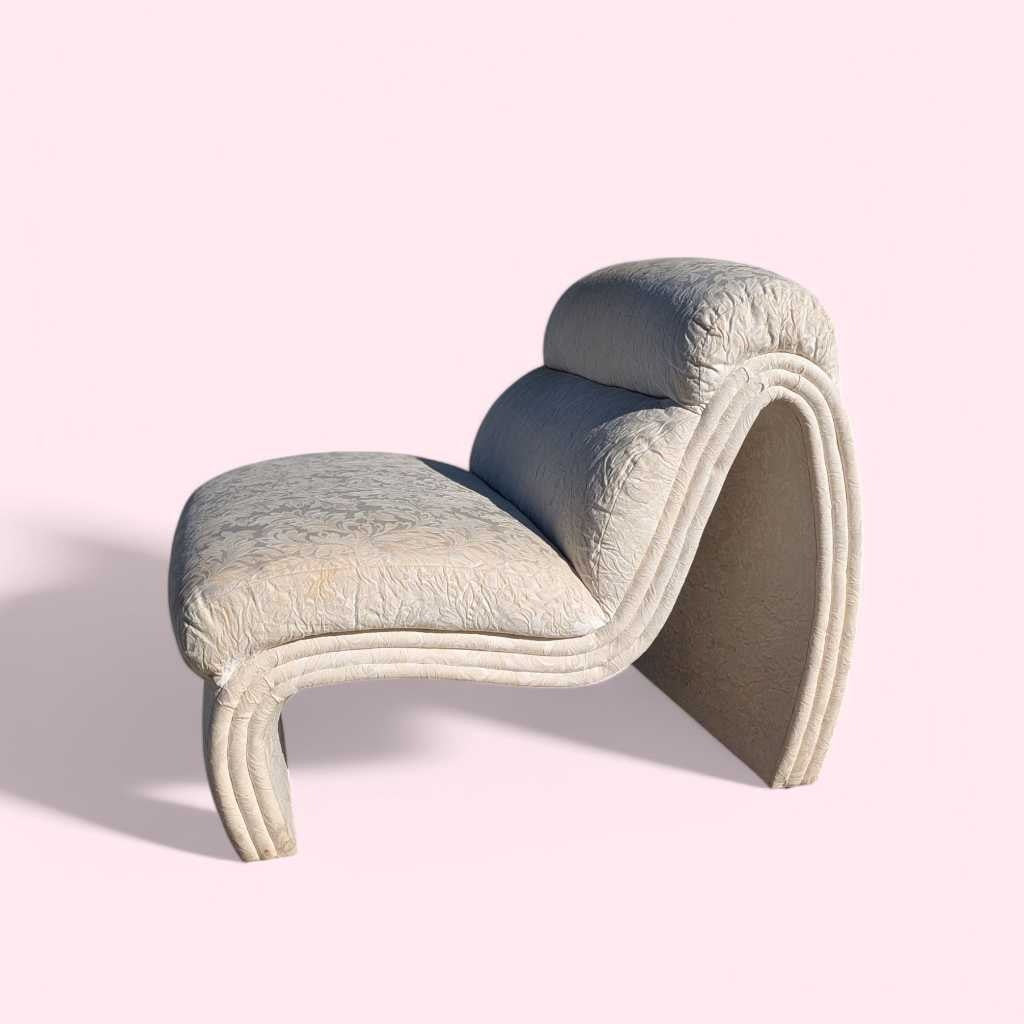 Postmodern Lounge Chair – Sculptural Curved Accent Chair, Textured Upholstery, Unique Statement Piece