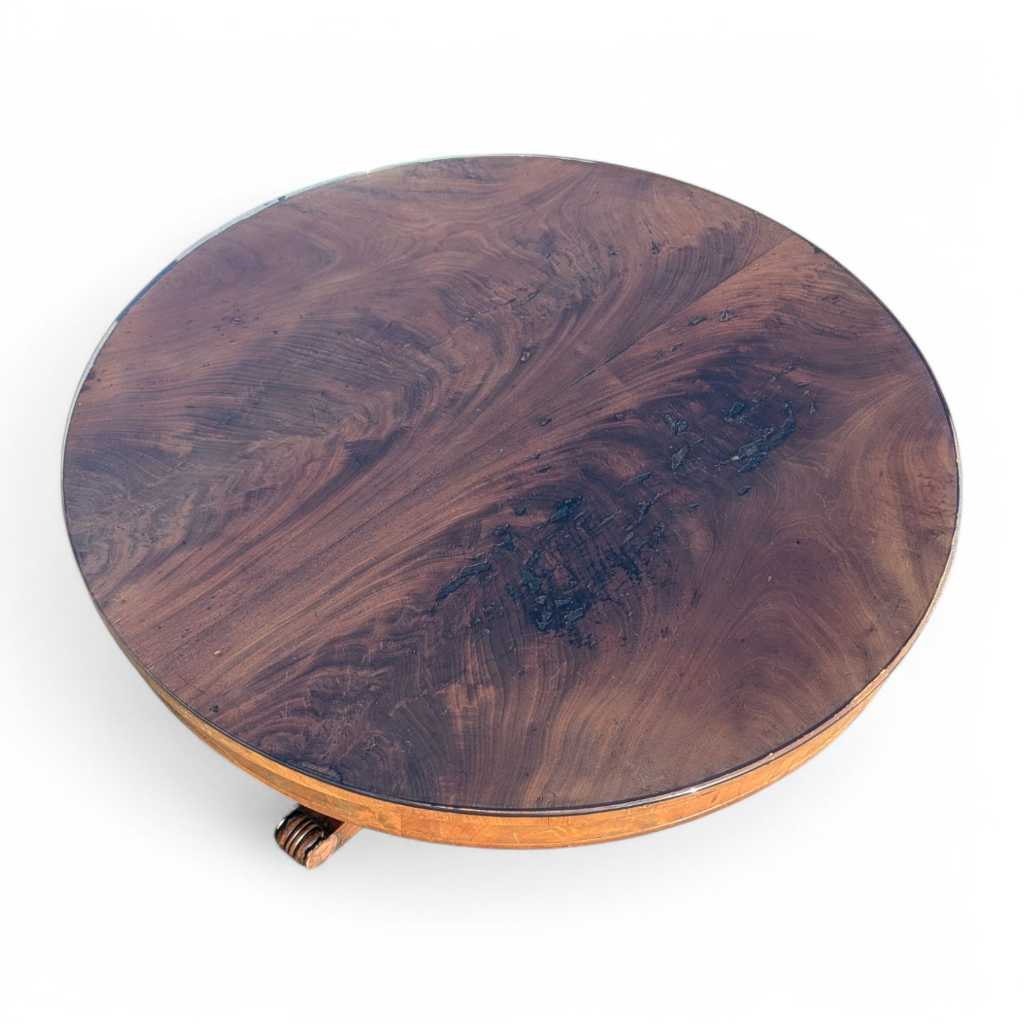 Early 19th Century Charles X Round Coffee Table in Mahogany & Walnut