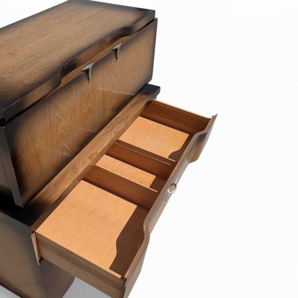 1950s Mid-Century Modern Tallboy Gentleman's Chest with Drop-Front Cabinet