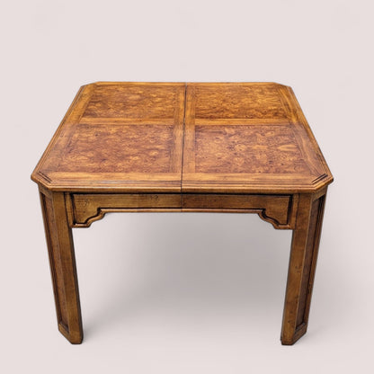 Vintage Burl Wood Dining Table, Hollywood Regency, New Deco, Mid Century, Square, Rectangular, Kitchen, Dining Room