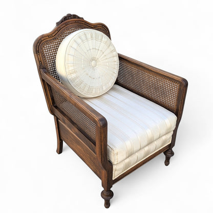 Vintage Carved Wood Club Chair, c. 1970s