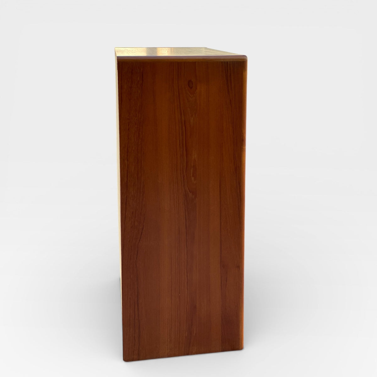 Mid-Century Modern D-Scan Captain Line Tallboy Dresser in Teak with Brass Pulls