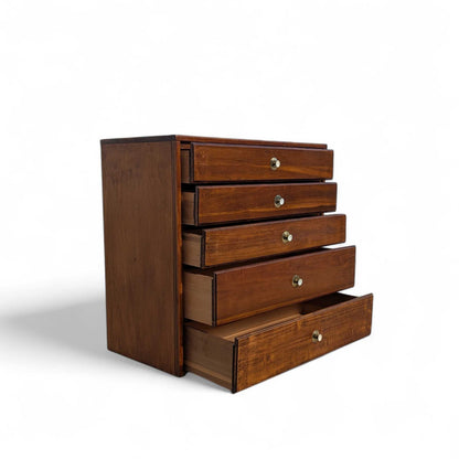 Walnut Chest of Drawers with Brass Pulls, Dresser