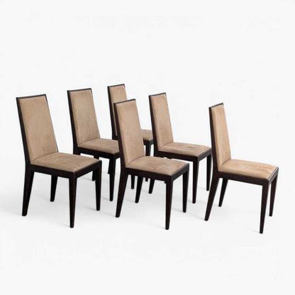 Six Dining Chairs –  Contemporary, Faux Suede, Mid Century Style