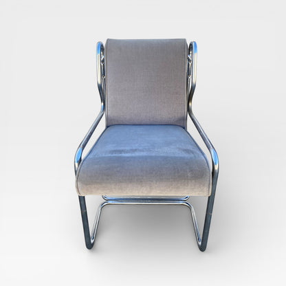 Chrome Cantilever Dining Chairs, Set of 6