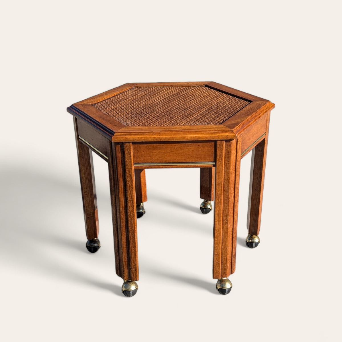 1970s Mersman Mid-Century Hexagonal Wood Side Table