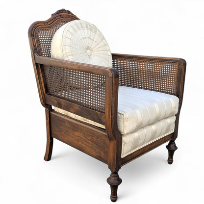 Vintage Carved Wood Club Chair, c. 1970s