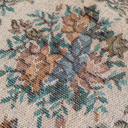 Vintage Spindle Back Wood Settee – Floral Upholstered Bench with Curved Arms, Entryway or Hall Seating