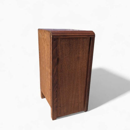 Art Deco Nightstand – 1930s Vintage Bedside Table, Waterfall Edge, 26" Tall, Excellent Condition