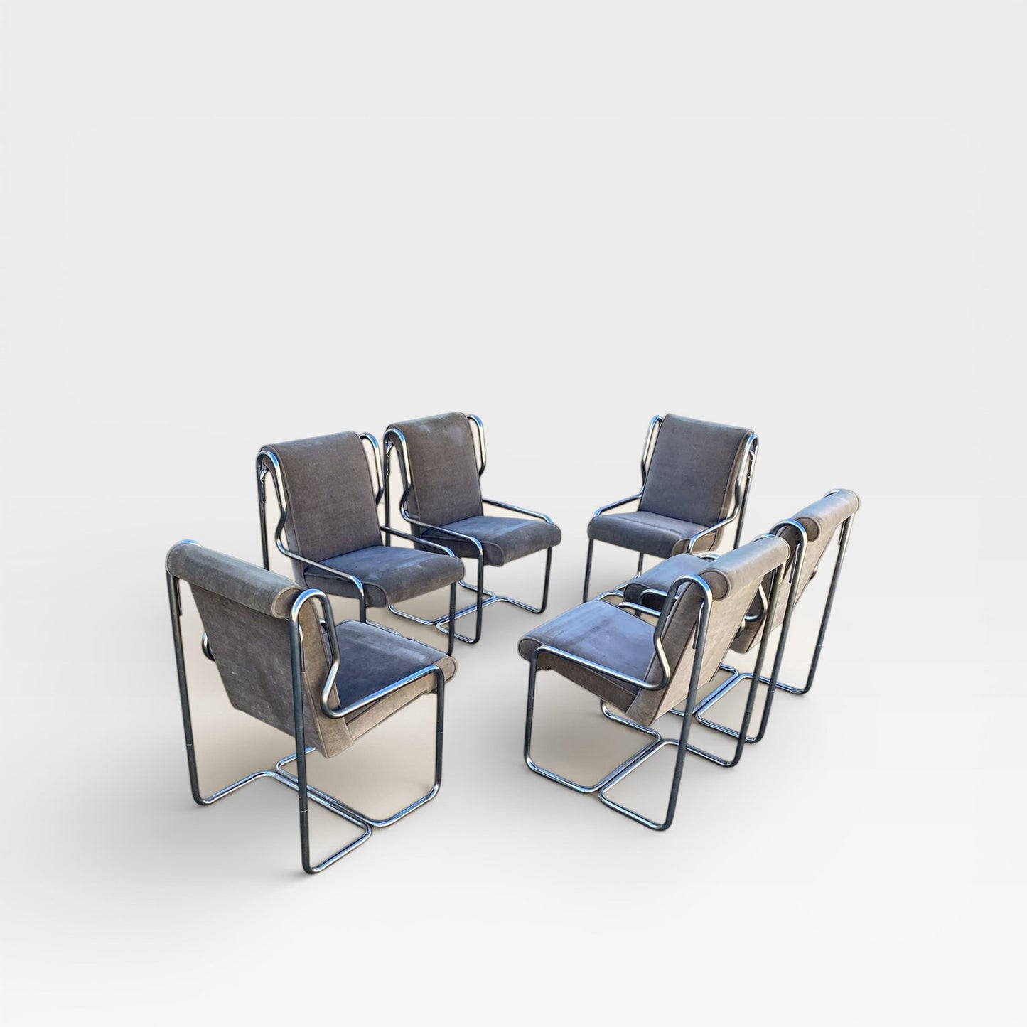 Chrome Cantilever Dining Chairs, Set of 6