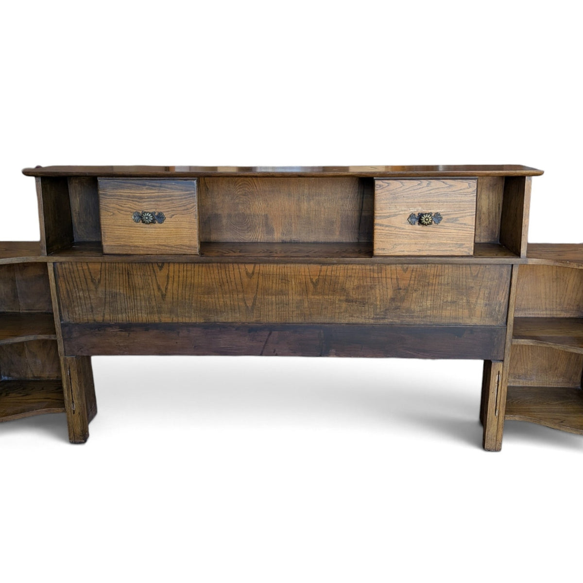 Vintage L.A. Period Furniture Headboard with Integrated Nightstands