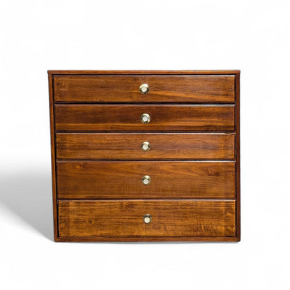 Walnut Chest of Drawers with Brass Pulls, Dresser