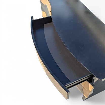 Italian Postmodern Sideboard by Carlo Malnati • Sculptural Curved Cabinet with Inlaid Wood Marquetry Fronts