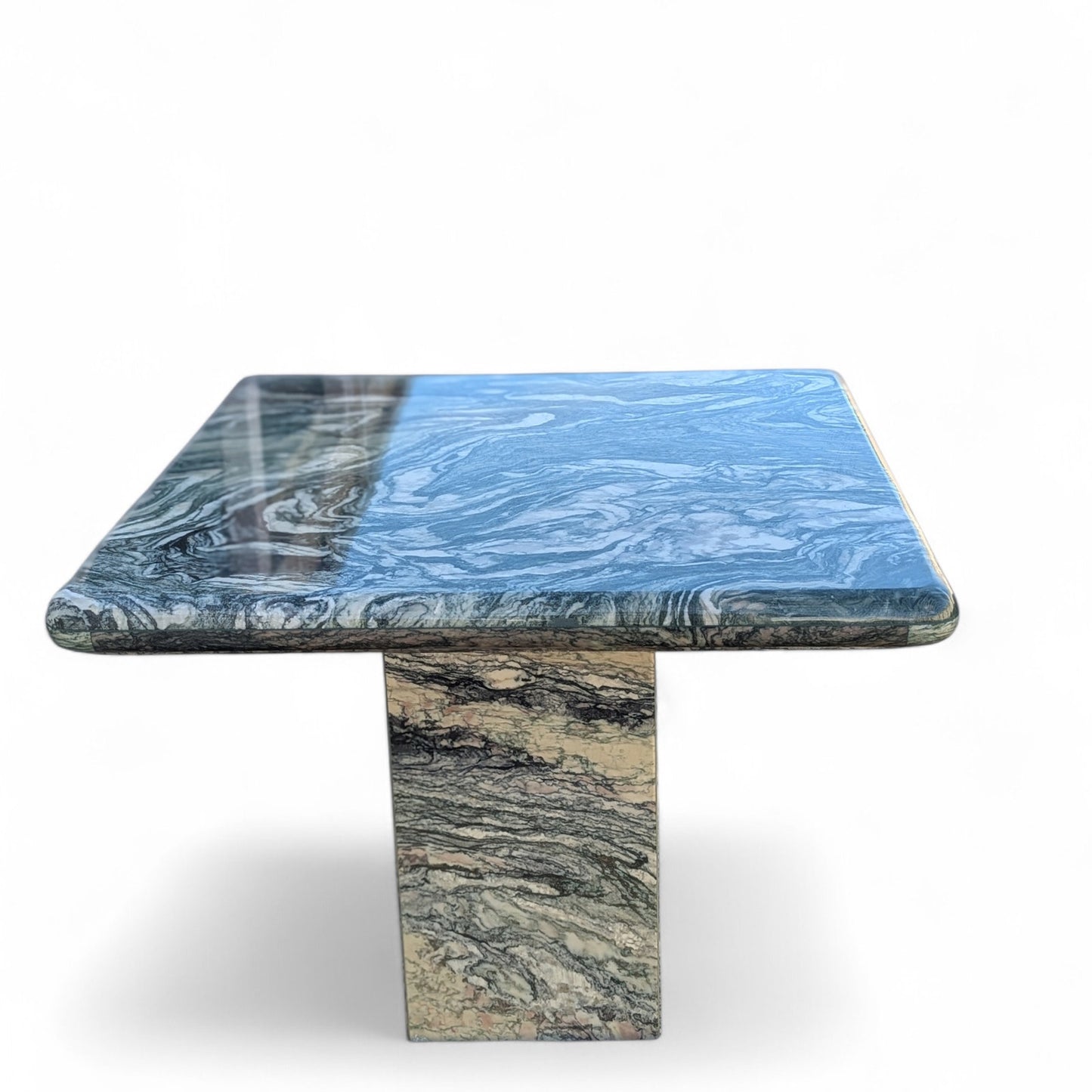 Green Marble Side Tables, Pair c. 1980s