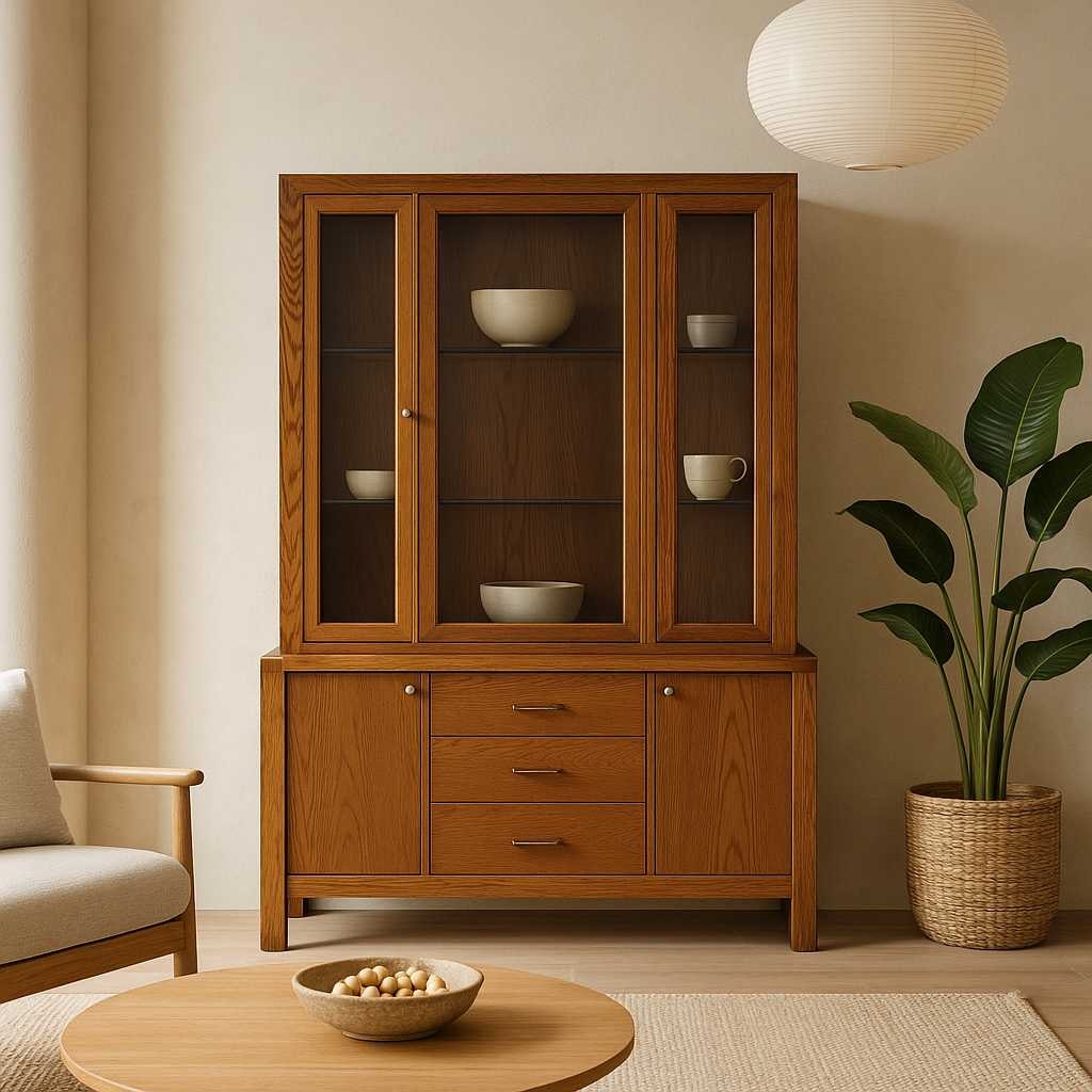 Vintage Bernhardt Oak Hutch Cabinet