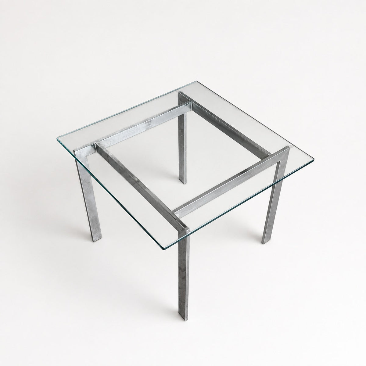 Vintage Modernist Chrome and Clear Glass Square Side Table