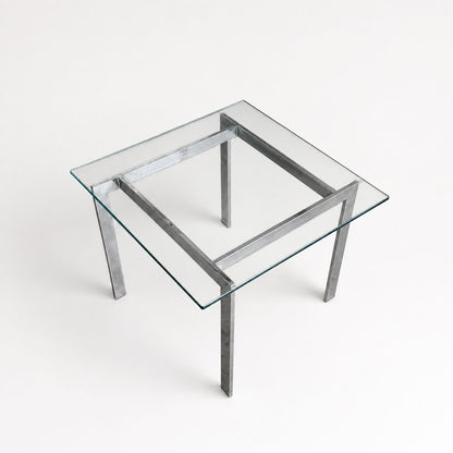 Vintage Modernist Chrome and Clear Glass Square Side Table