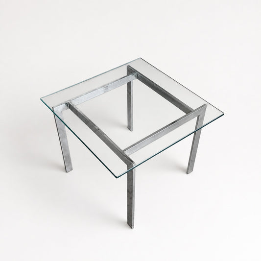 Vintage Modernist Chrome and Clear Glass Square Side Table