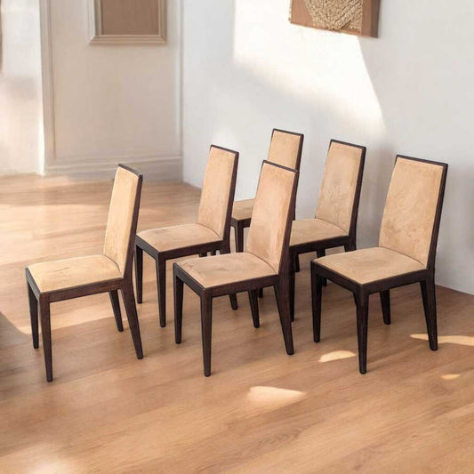 Six Dining Chairs –  Contemporary, Faux Suede, Mid Century Style