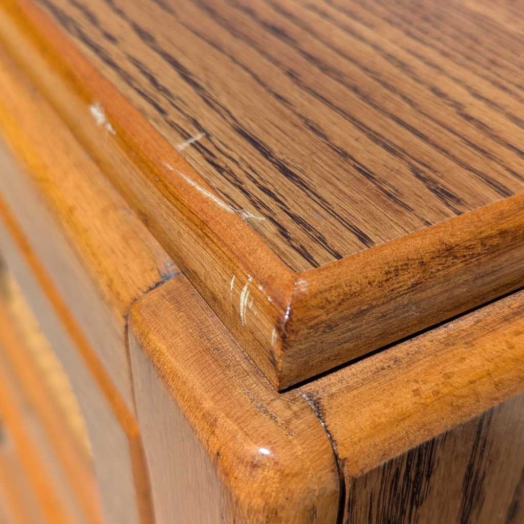 1980s Postmodern Faux-Oak Laminate Six-Drawer Dresser