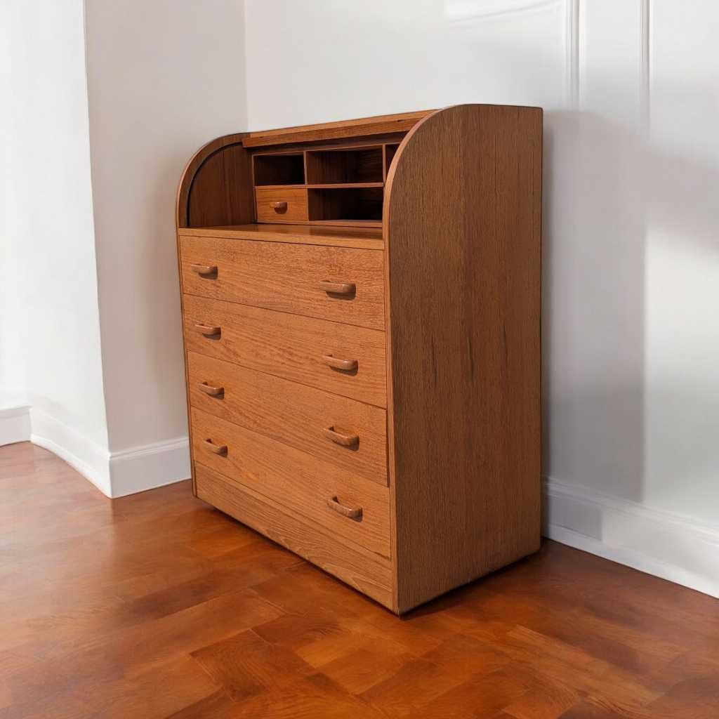 Mid-Century Danish Teak Roll-Top Desk by Egon Ostergaard, 1970s — view 3 of 16