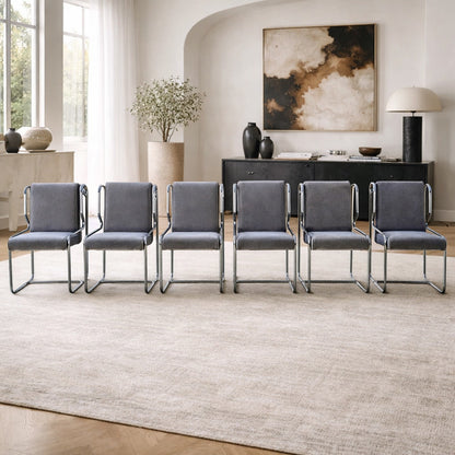 Chrome Cantilever Dining Chairs, Set of 6