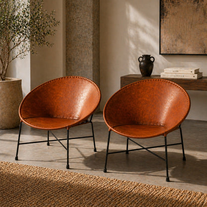 Pair - Handmade Leather Lounge Chair - Made to Order