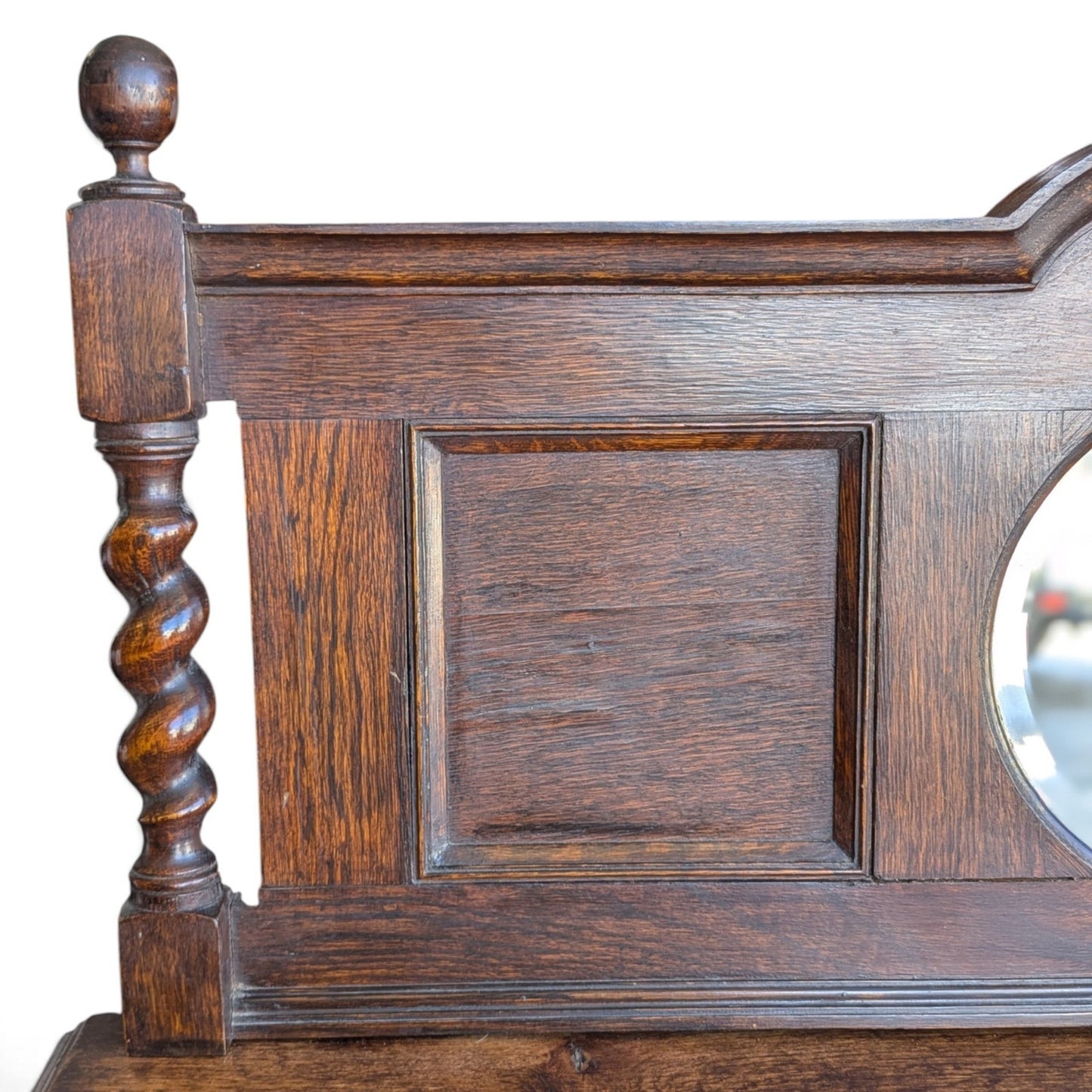 Antique Jacobean Revival Buffet with Mirrored Gallery and Barley-Twist Legs