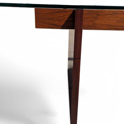 Sigurd Hansen Rosewood Dining Table – Mid-Century Modern Glass-Top, Vintage Scandinavian Design, Sleek and Stylish