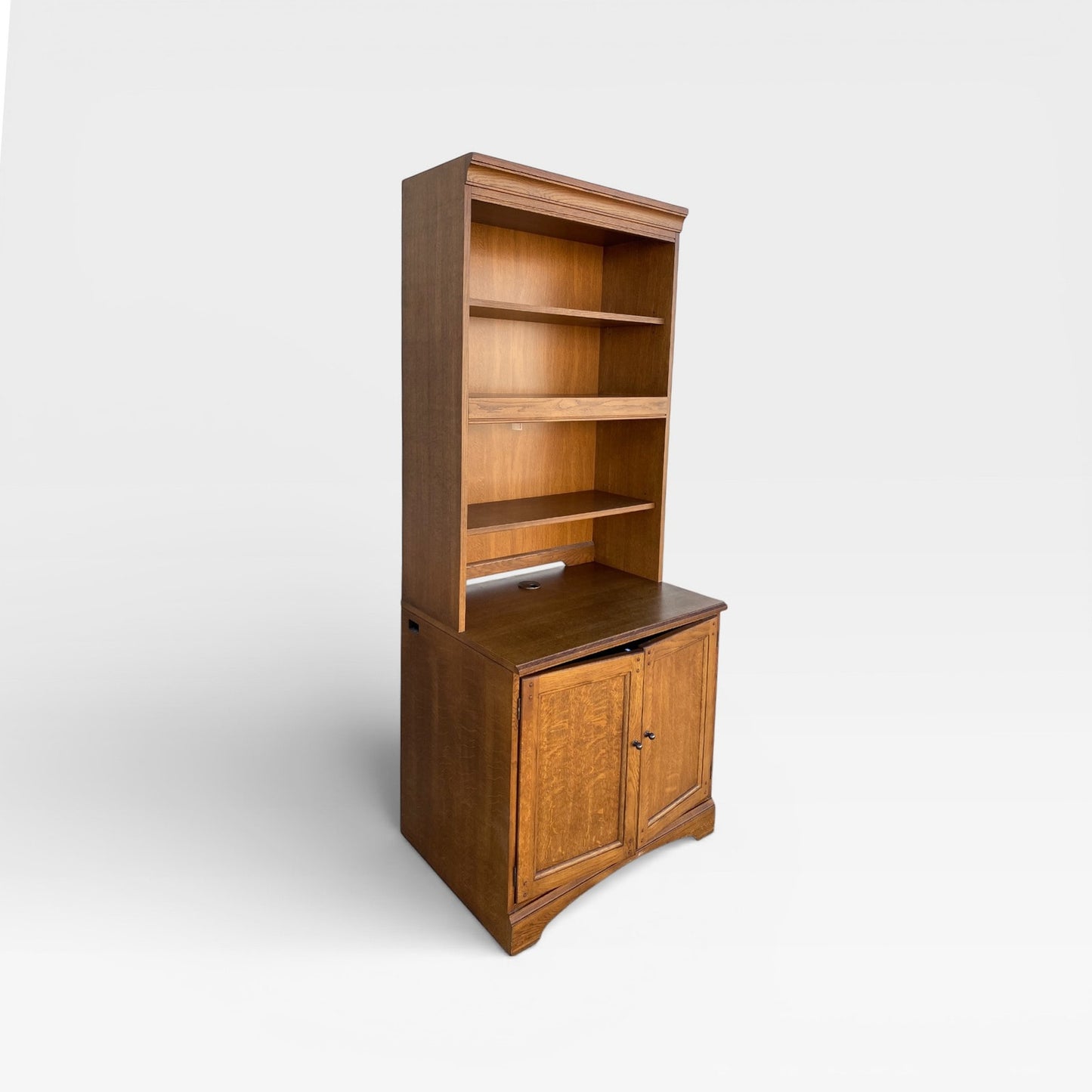 Vintage Hooker Furniture Oak Hutch Cabinet with Open Shelving, Late 20th Century