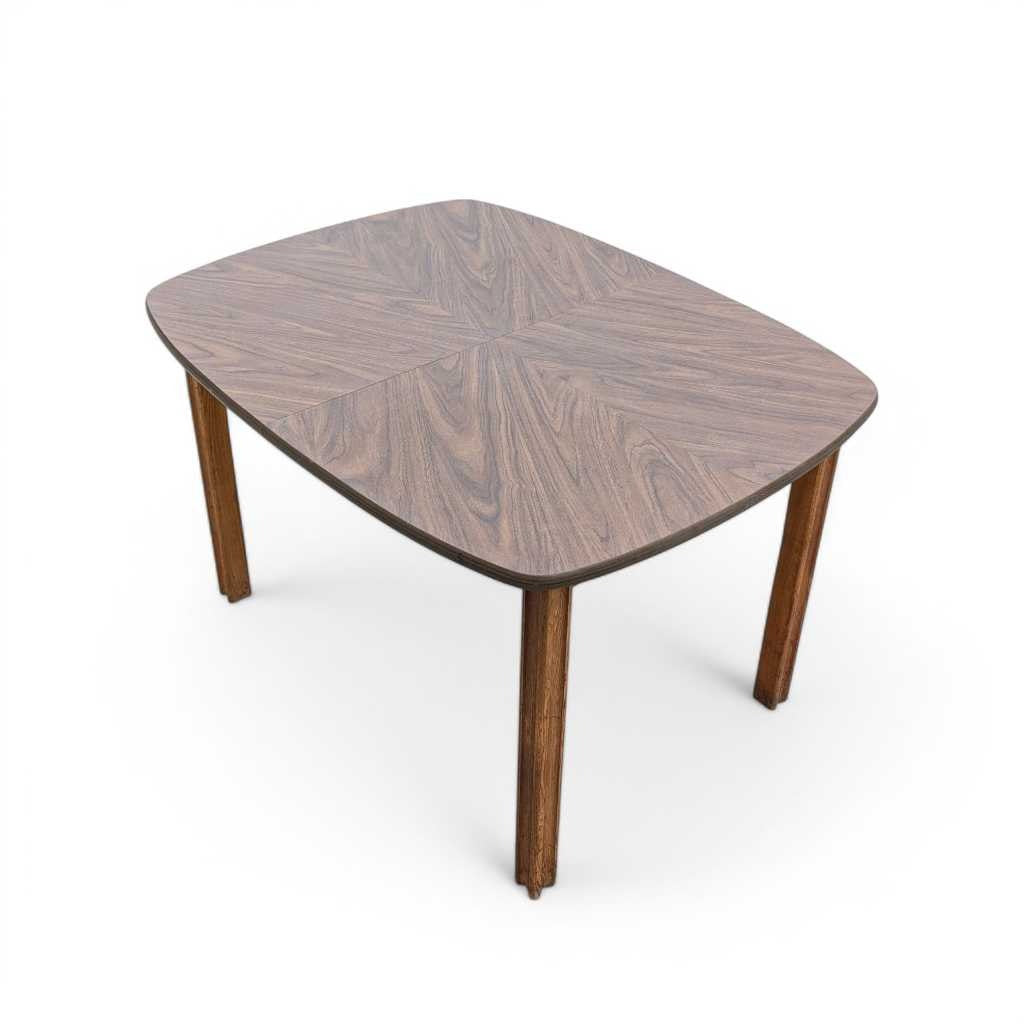 Mid-Century Modern Walnut-Look Laminate Dining Table