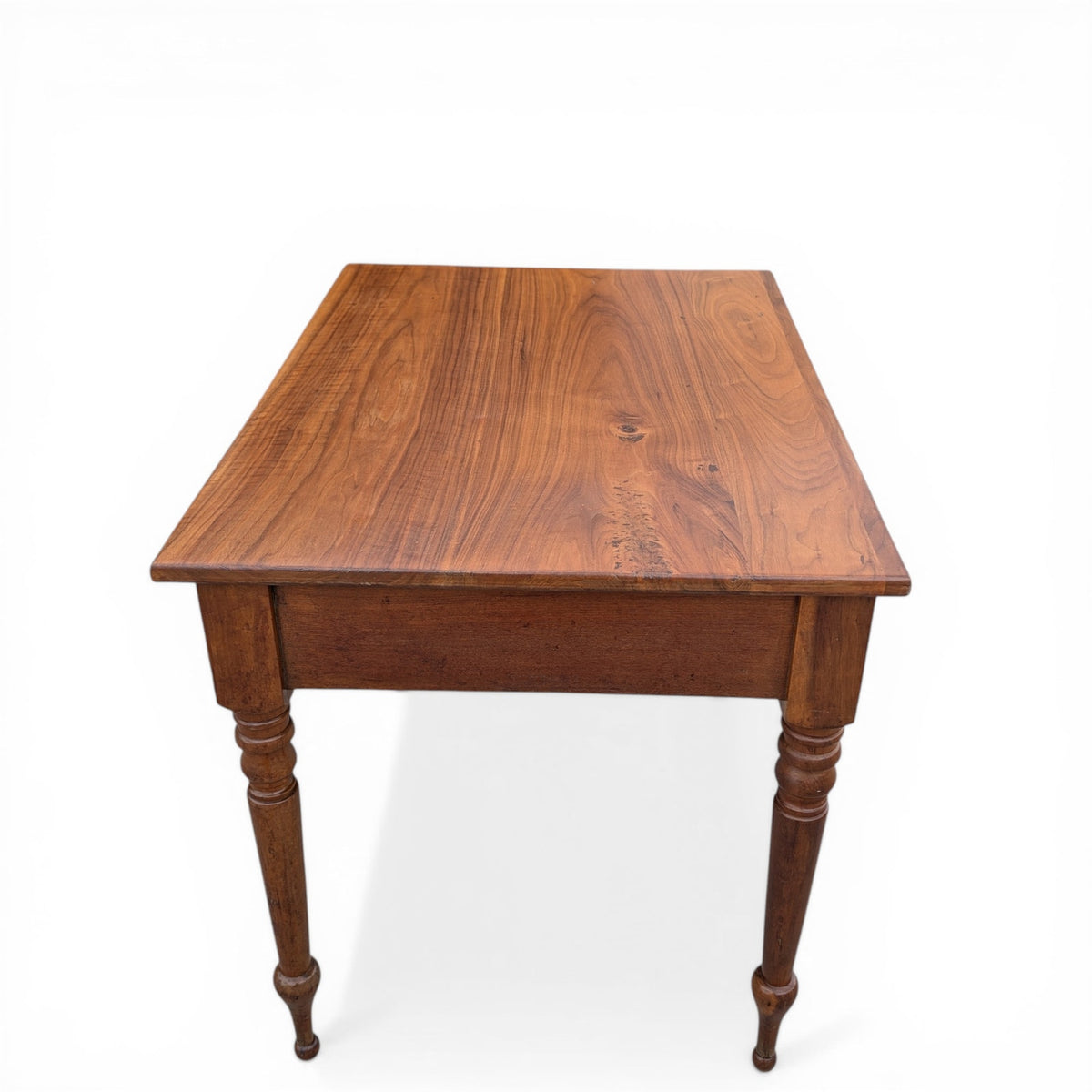 Antique Solid-Wood Writing Desk with Turned Legs and Drawer — view 12 of 16