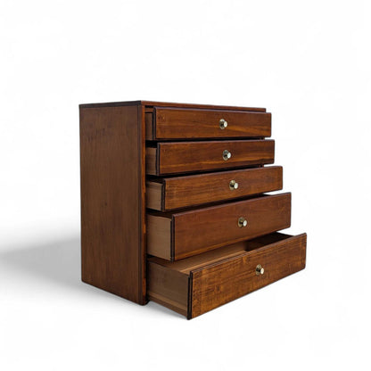 Walnut Chest of Drawers with Brass Pulls, Dresser