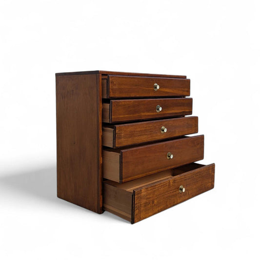 Walnut Chest of Drawers with Brass Pulls, Dresser